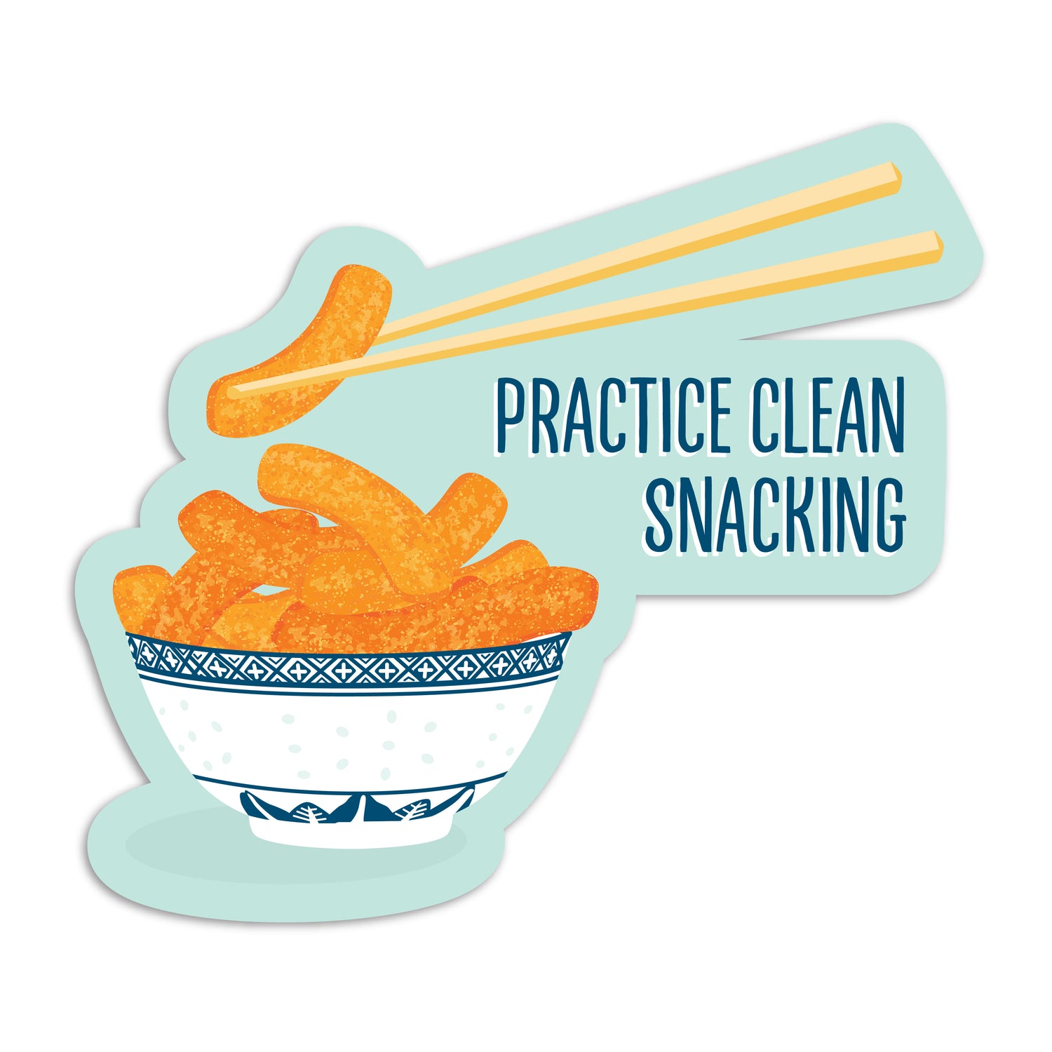 Practice clean snacking cheetos and chopsticks vinyl sticker by I&