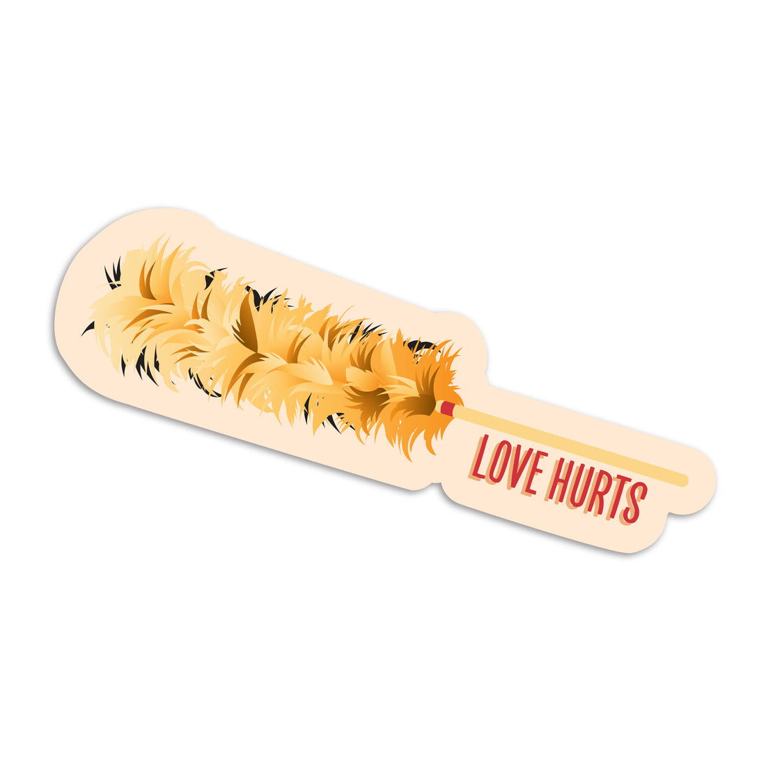 Love hurts feather duster vinyl sticker by I&