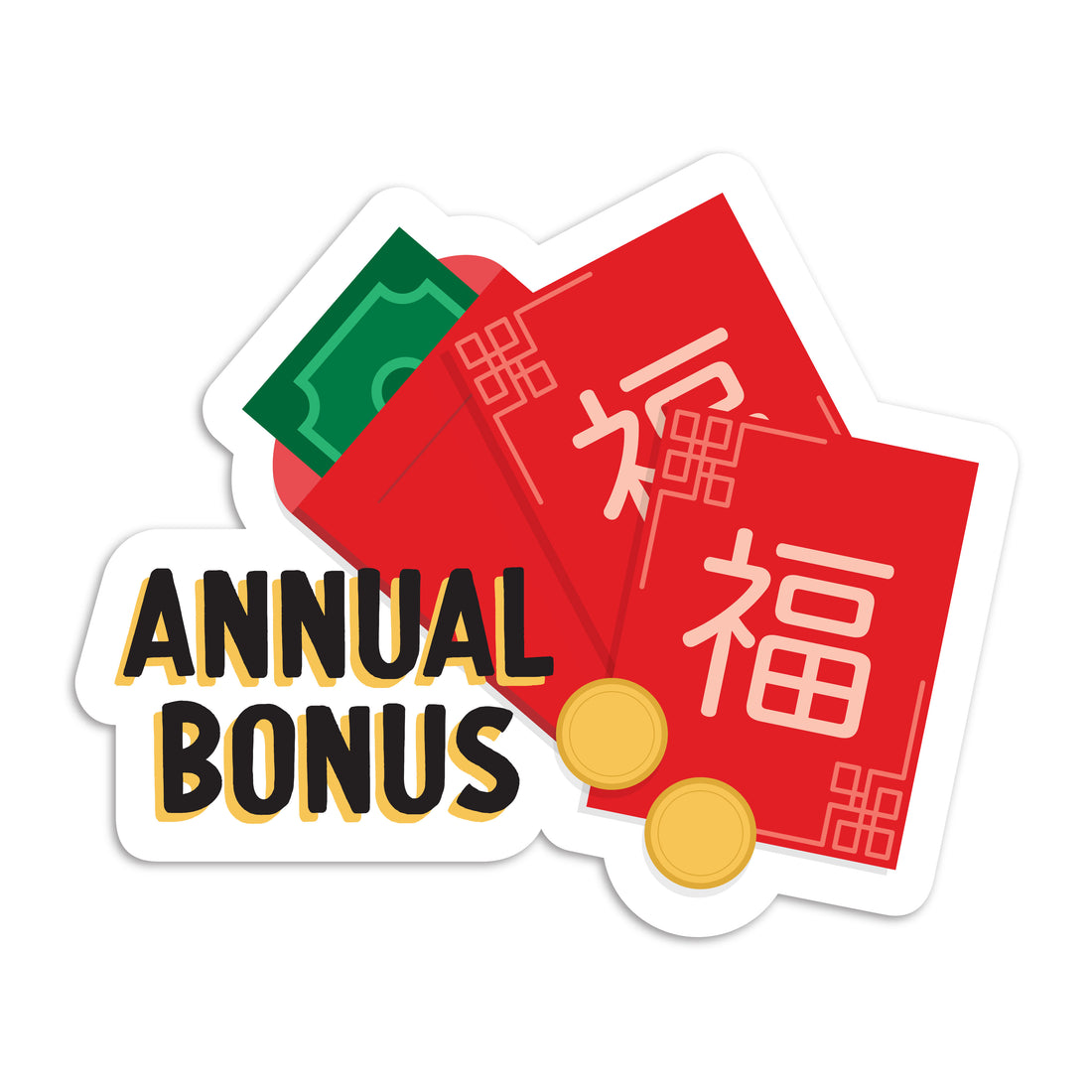 Red pocket annual bonus vinyl sticker by I&