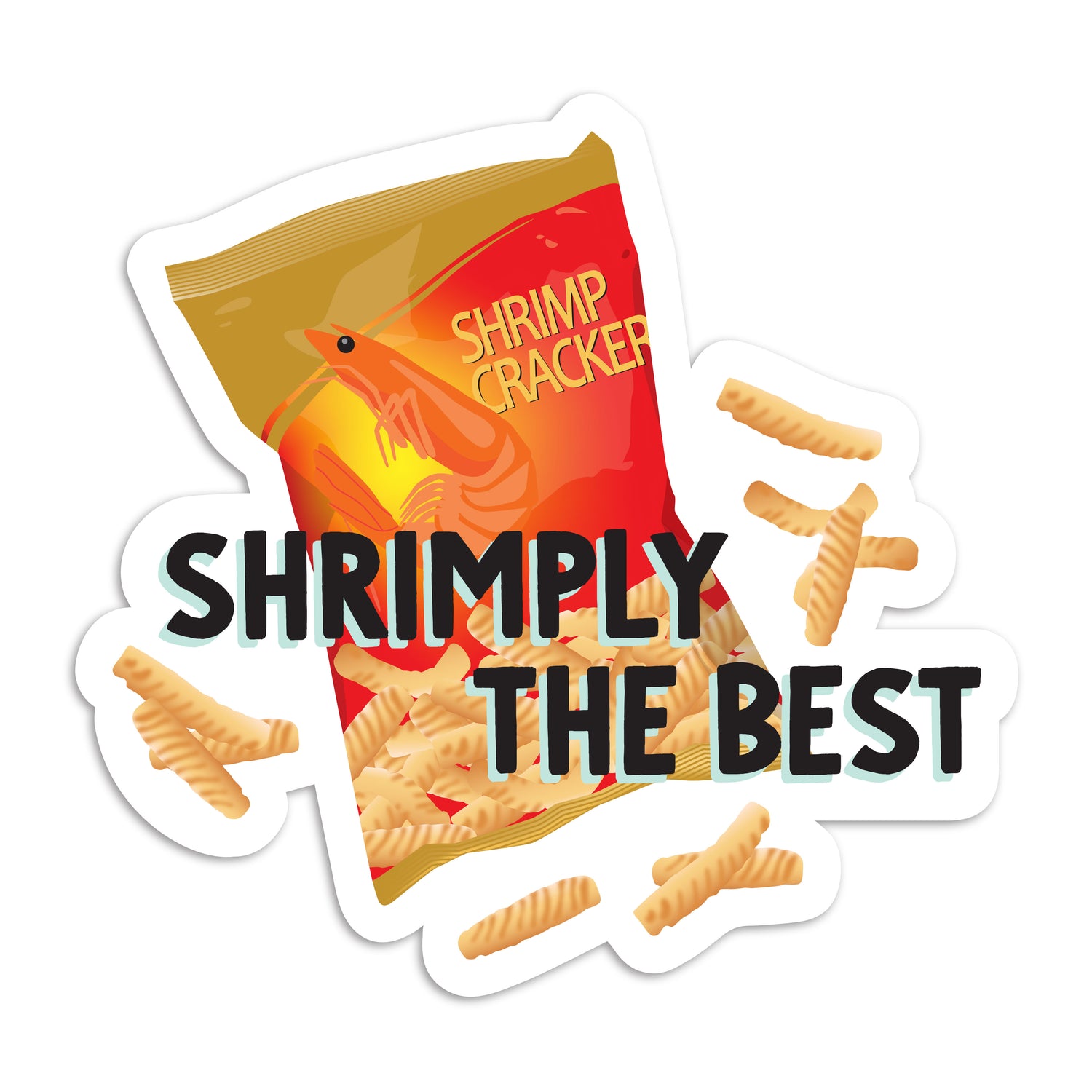 Shrimply the best shrimp chip vinyl sticker by I&