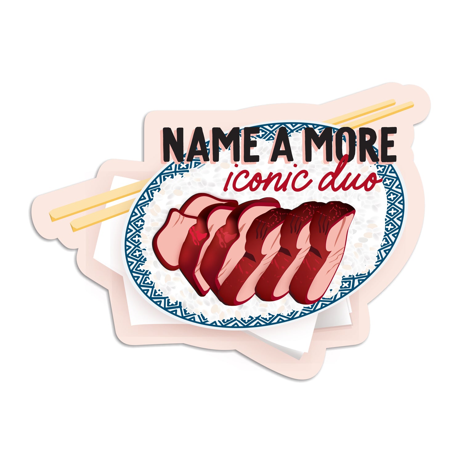 Name a more iconic duo bbq pork and rice vinyl sticker by I&