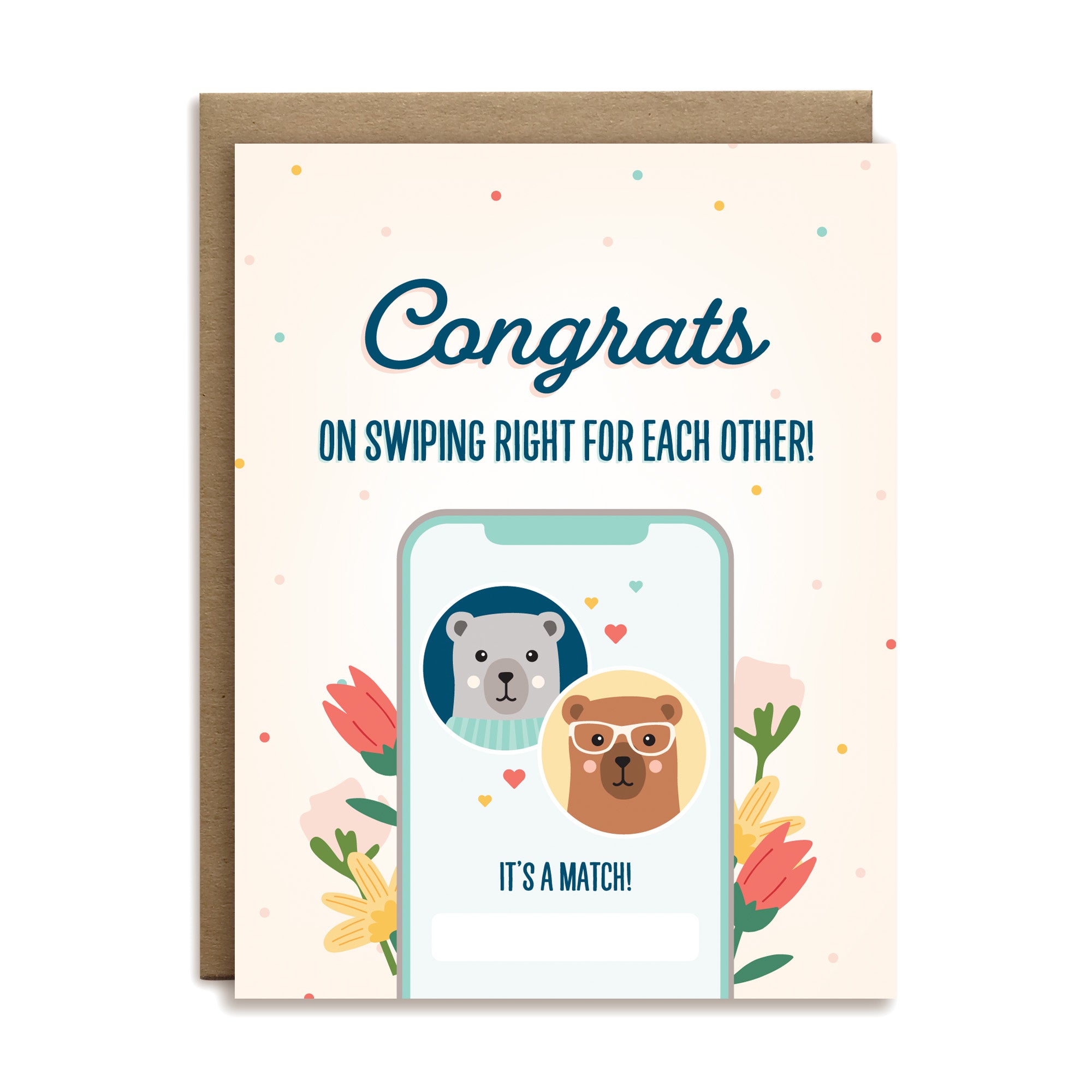 Congrats on swiping right for each other tinder online dating wedding greeting card by I&