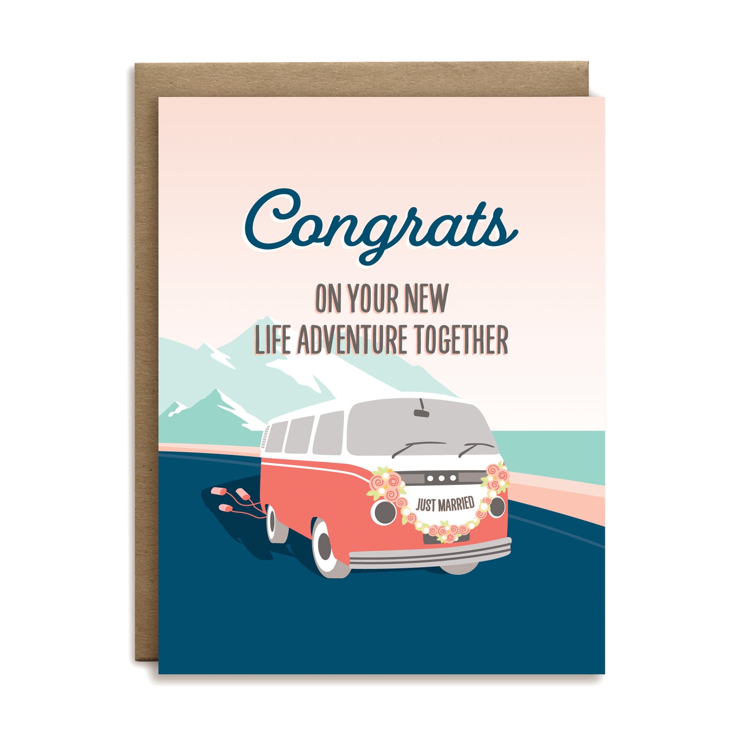 Congrats on your new life adventure wedding greeting card by I&