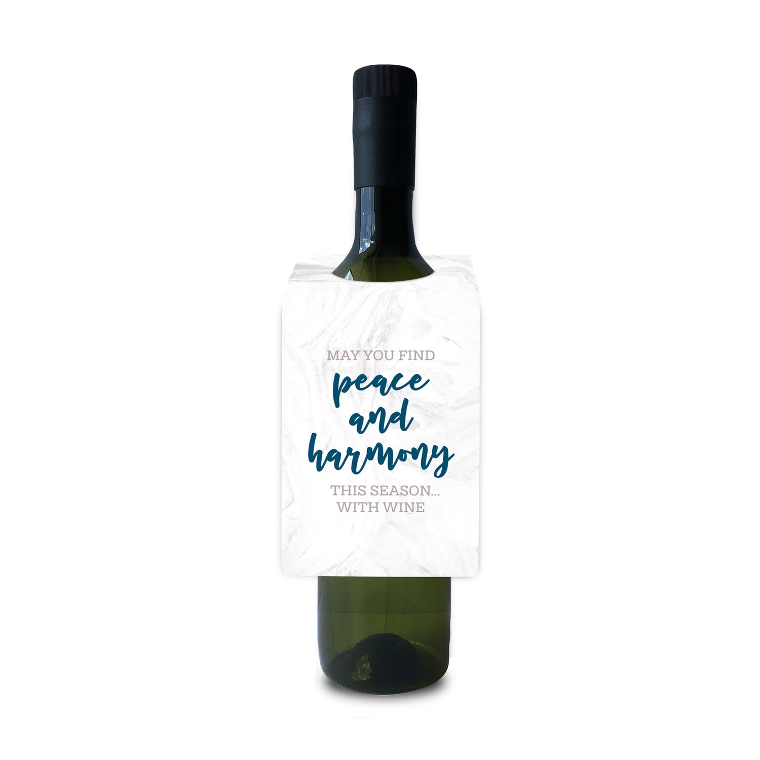 May you find peace and harmony this season with wine holiday wine and spirit tag by I&