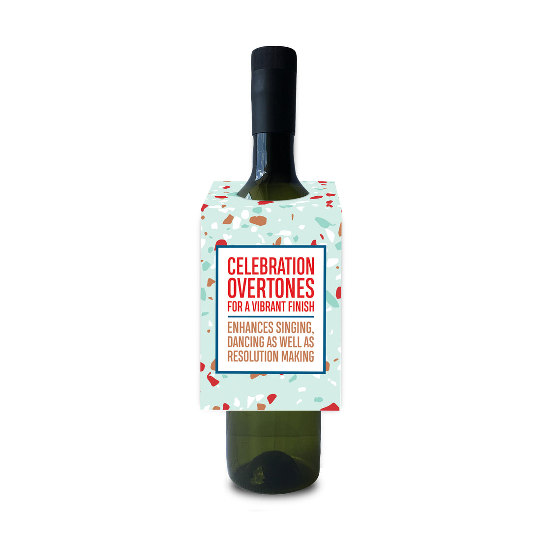 Celebration overtones for a vibrant finish, enhances singing, dancing as well as resolution making new years wine and spirit tag by I&