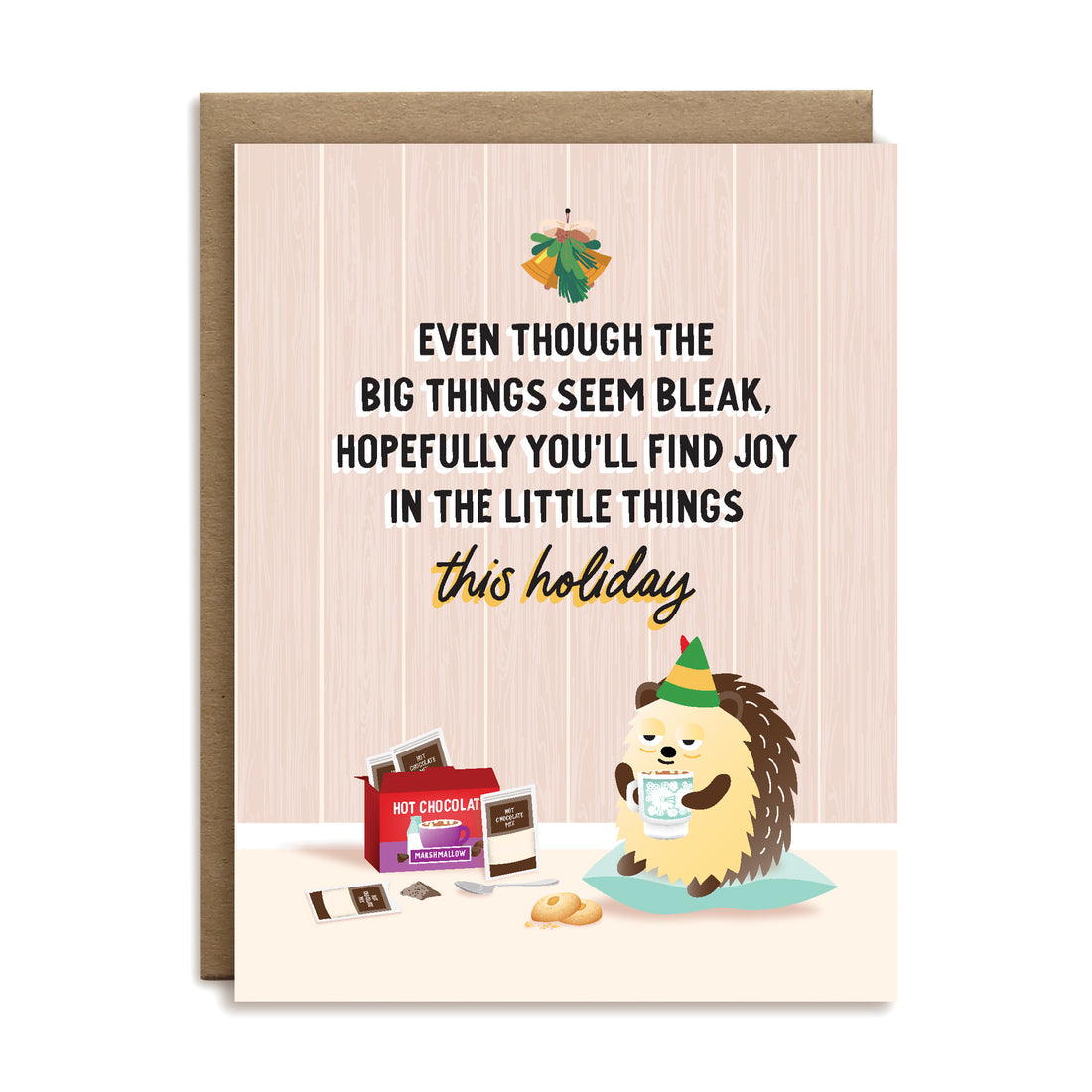 Even though big things seem bleak, joy in the little things hedgehog Christmas greeting card by I&