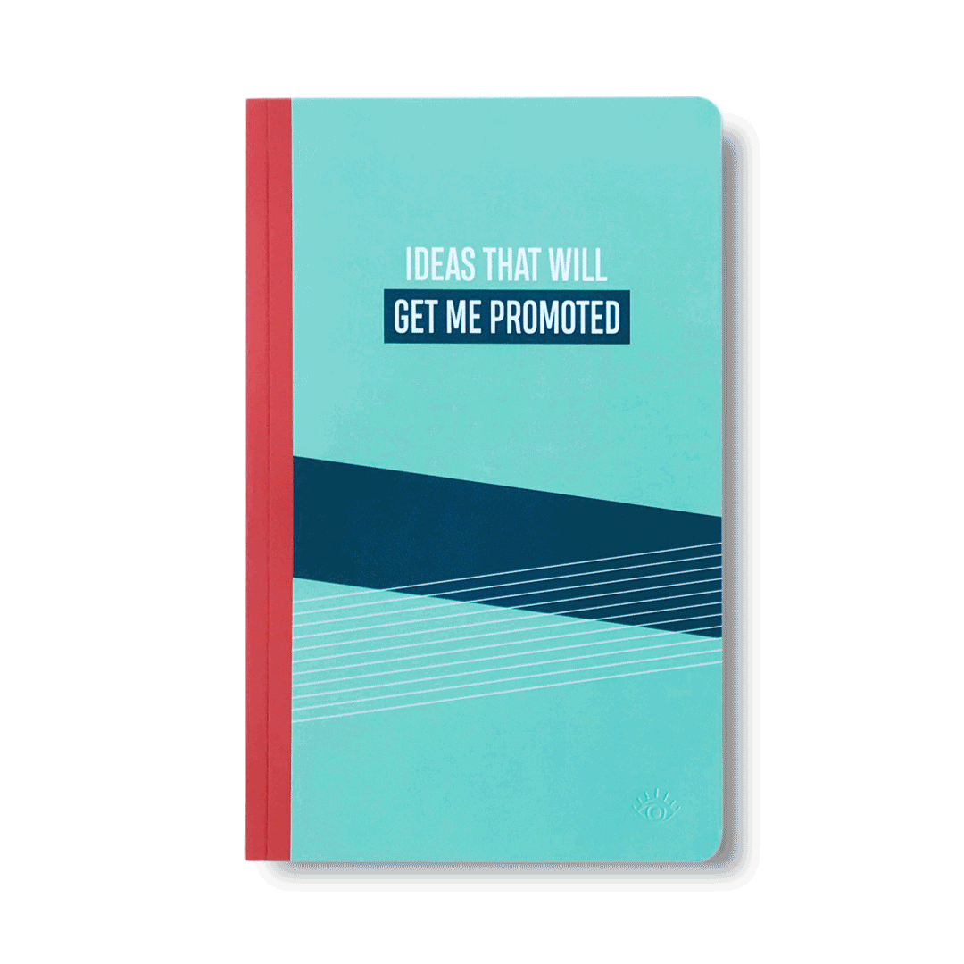 Ideas that will get me promoted, ideas that will get me fired double-sided notebook