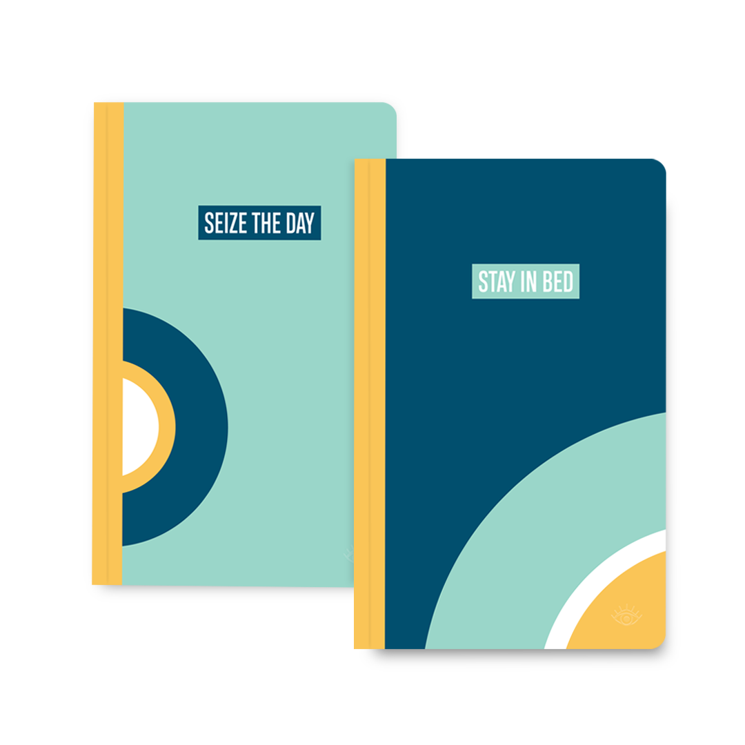 Seize the day, stay in bed double-sided notebook