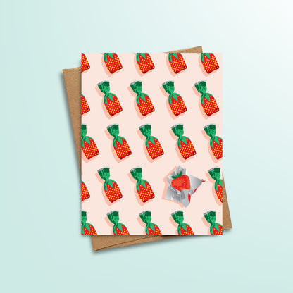 Strawberry candy pop art note card set