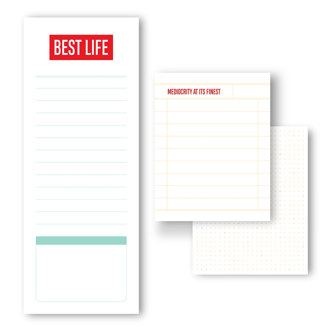 Best life, mediocrity at its finest notepad trio