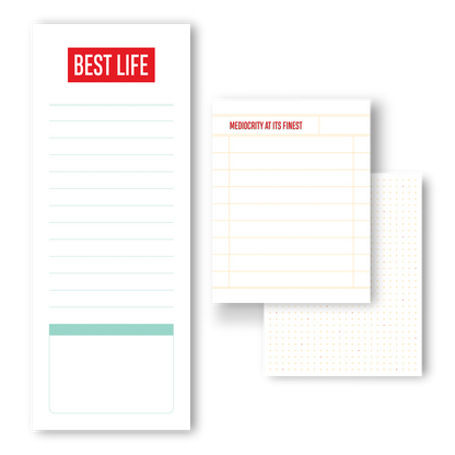 Best life, mediocrity at its finest notepad trio