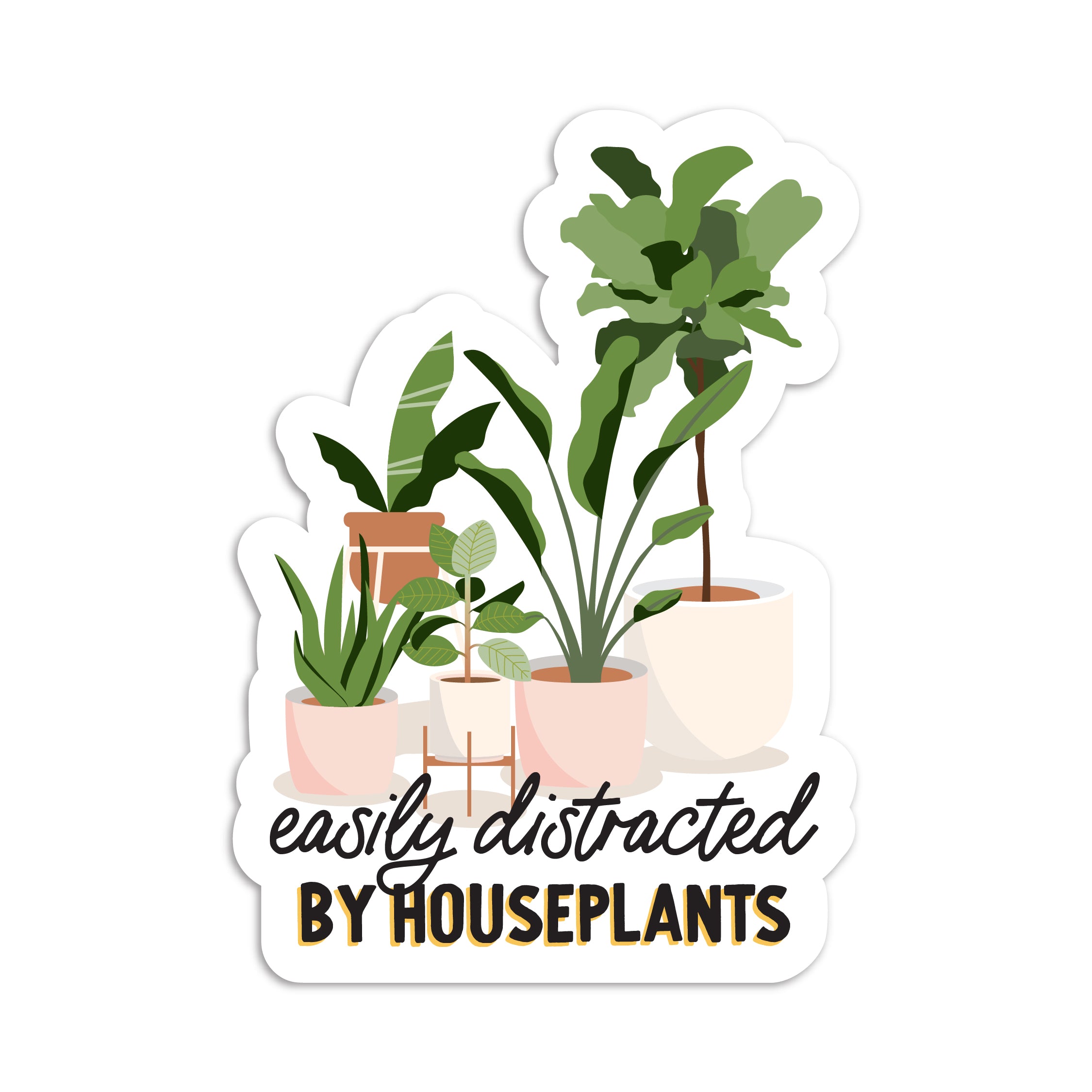 Easily distracted by houseplants vinyl sticker by I&
